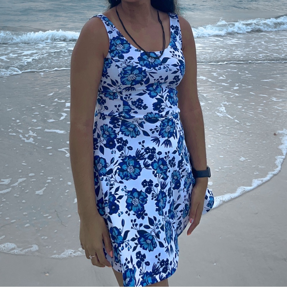 H&M Floral Blue and White Dress
